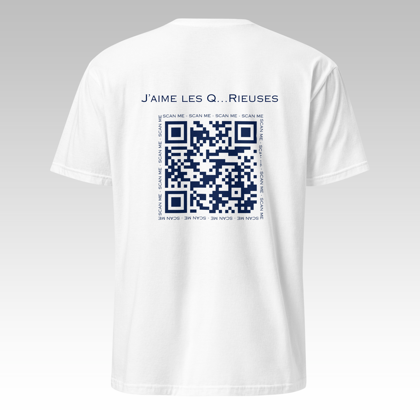 T-Shirt "J'aime les Q...Rieuses" Blanc/Bleu