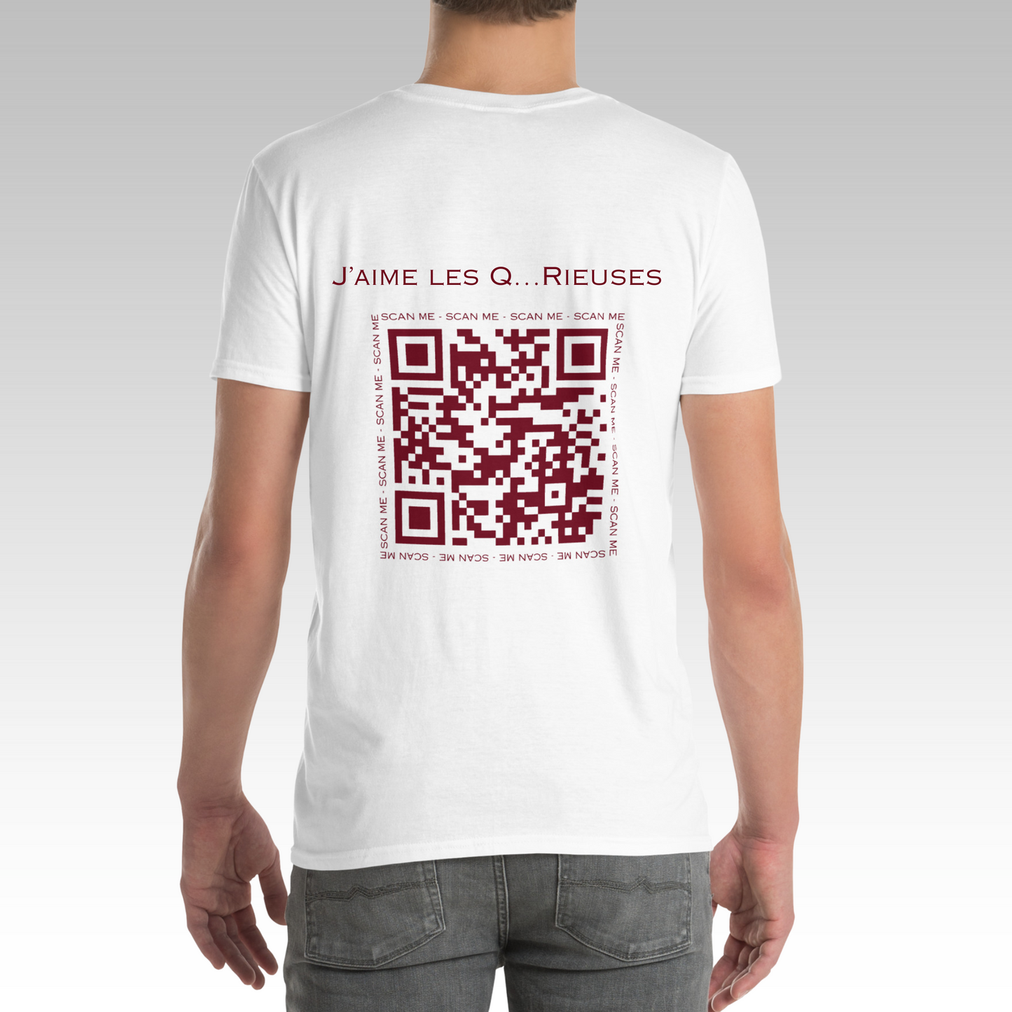 T-Shirt "J'aime les Q...Rieuses" Blanc/Bordeaux