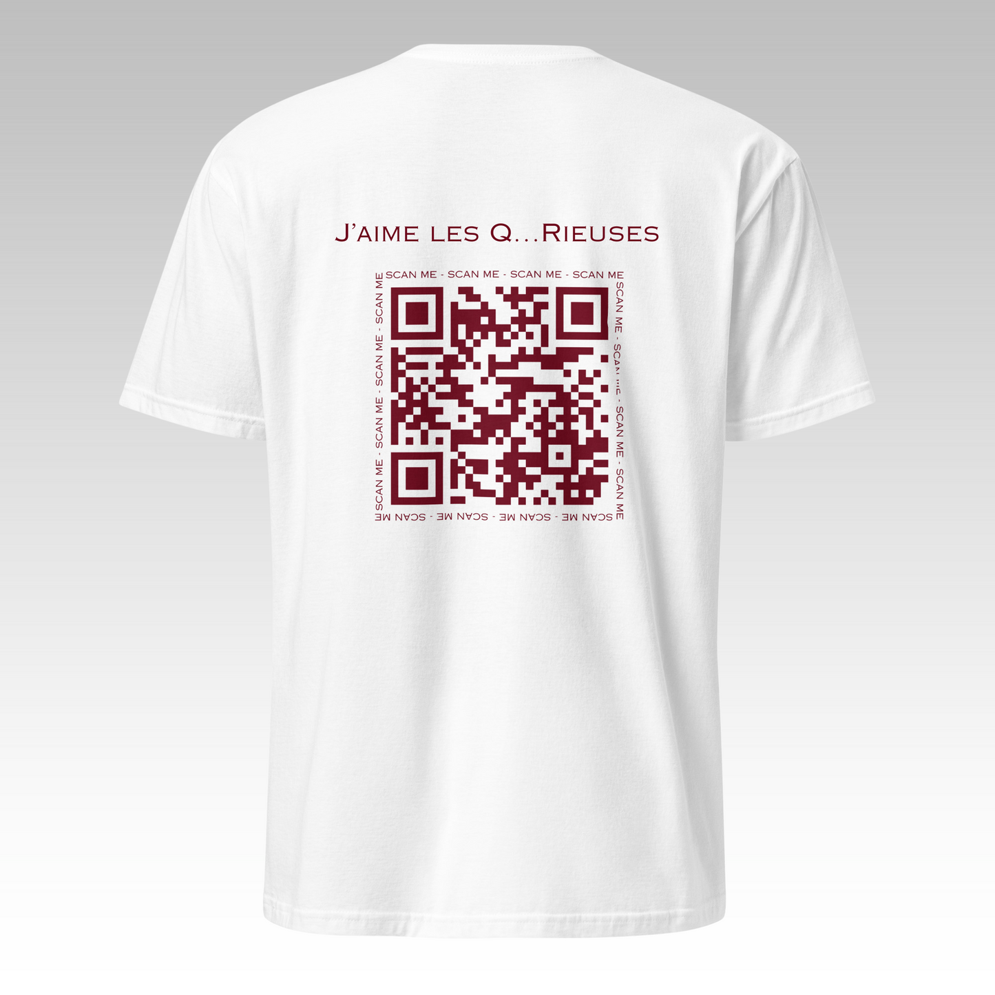 T-Shirt "J'aime les Q...Rieuses" Blanc/Bordeaux