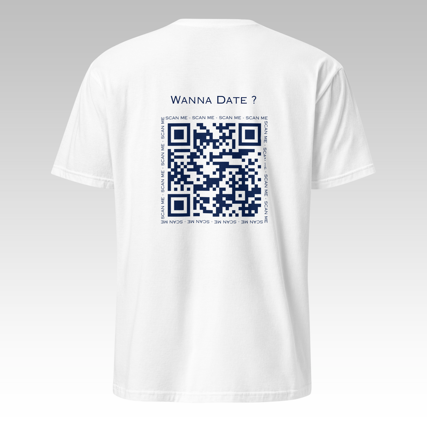 T-Shirt "Wanna Date ?" Blanc/Bleu
