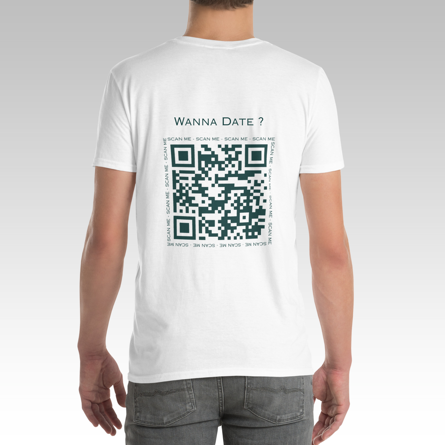 T-Shirt "Wanna Date ?" Blanc/Vert