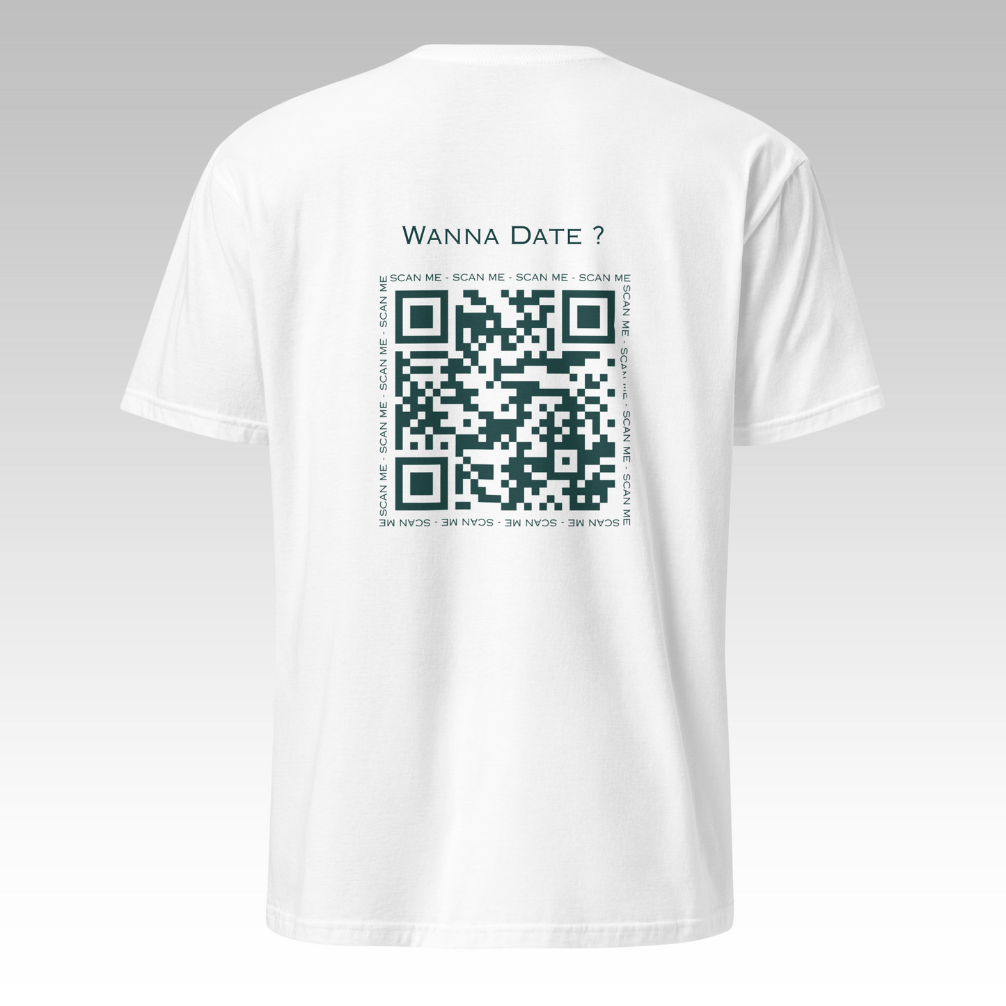 T-Shirt "Wanna Date ?" Blanc/Vert