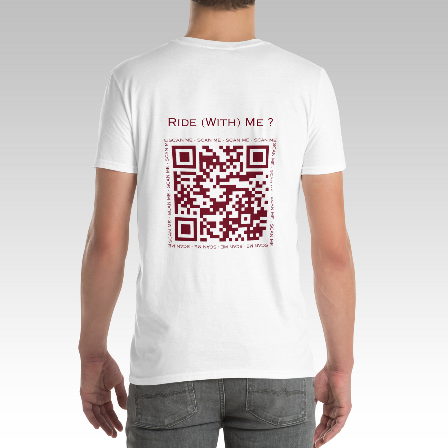 T-Shirt "Ride (with) Me?" Blanc/Bordeaux