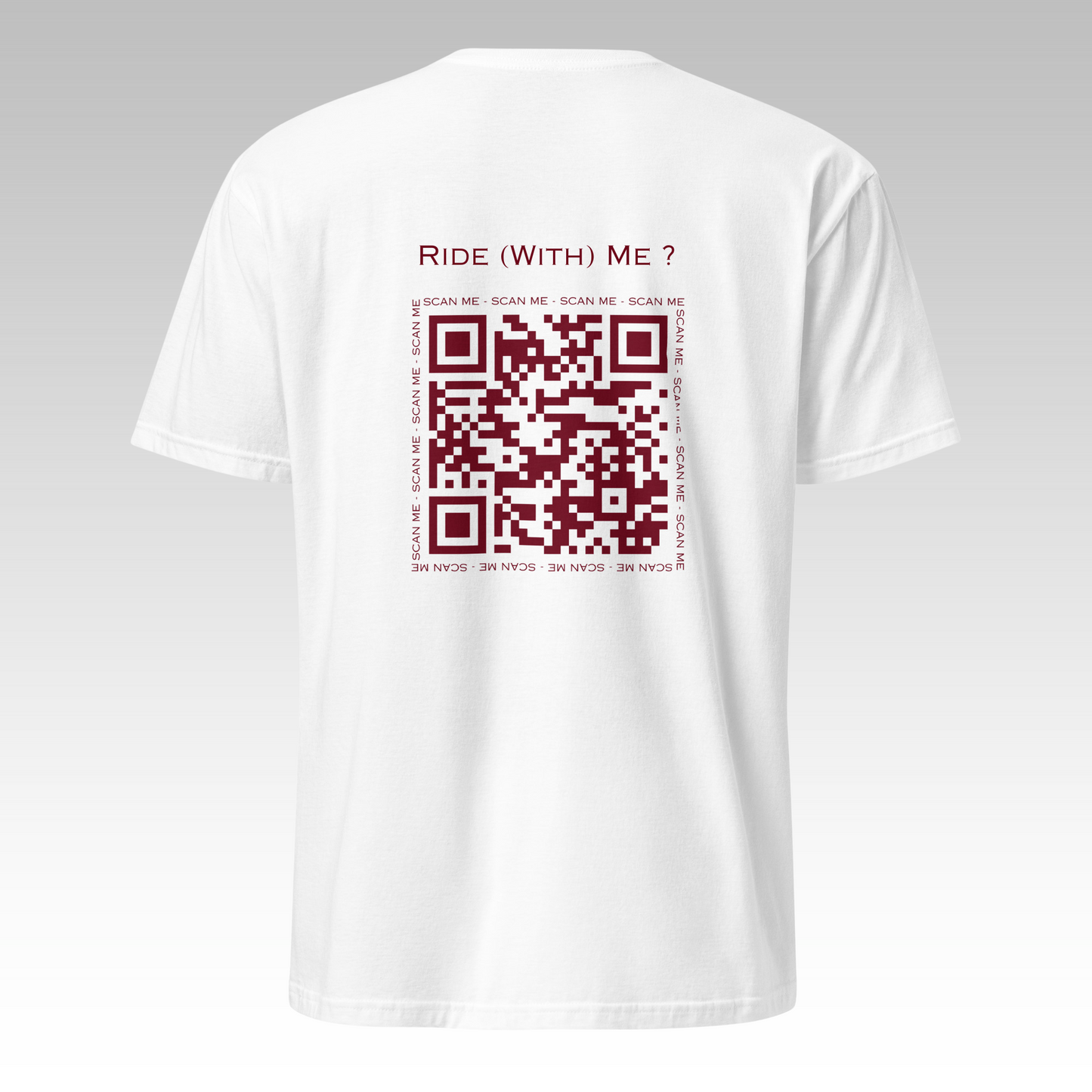 T-Shirt "Ride (with) Me?" Blanc/Bordeaux