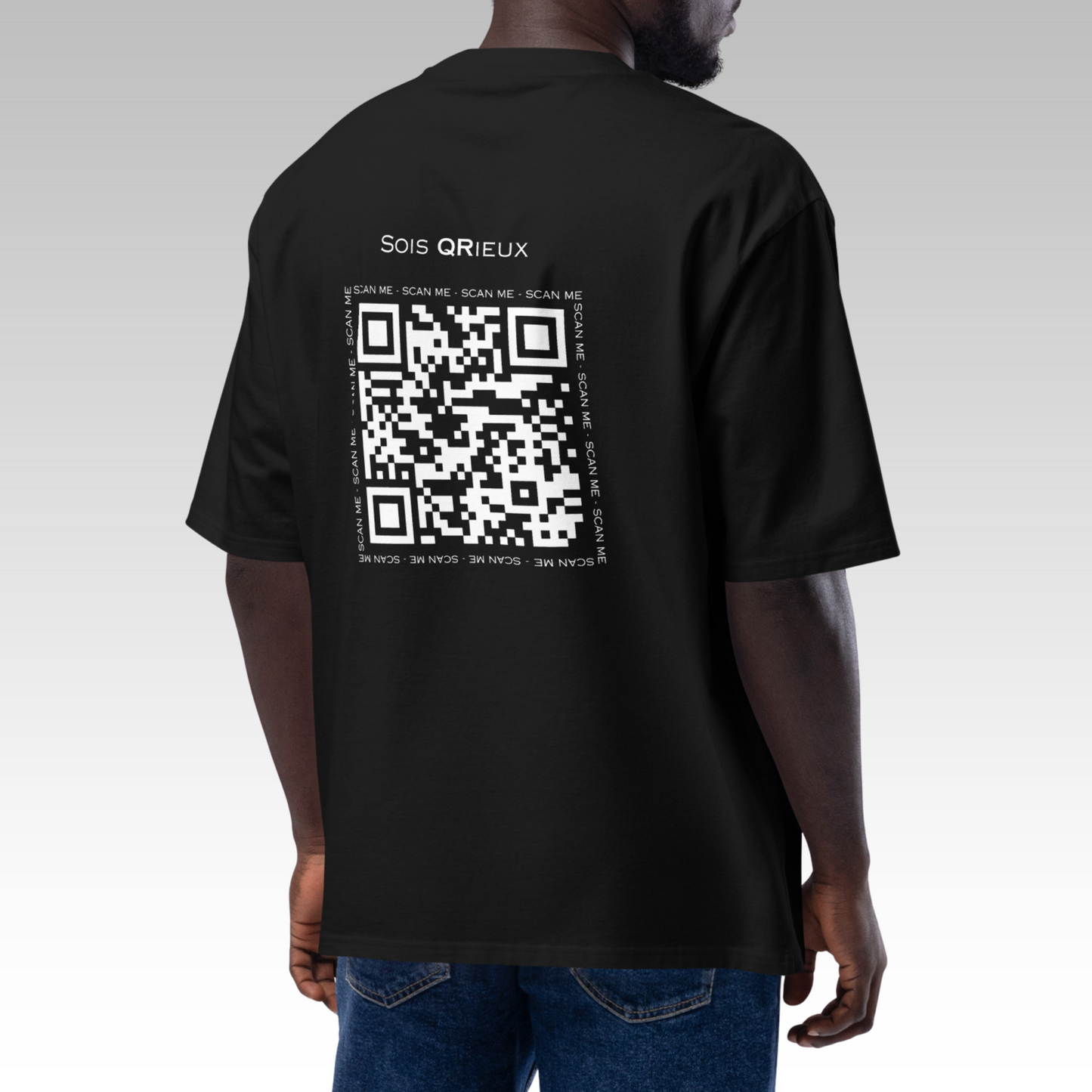 T-Shirt Oversize "Sois QRieux" Noir