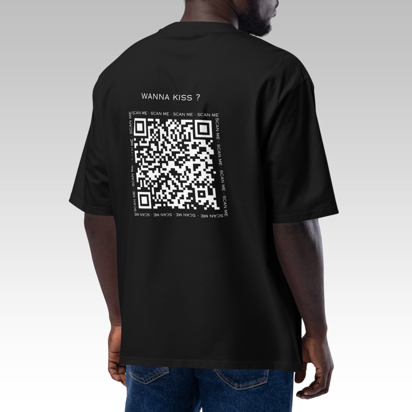 T-Shirt Oversize "Wanna Kiss ?" Noir