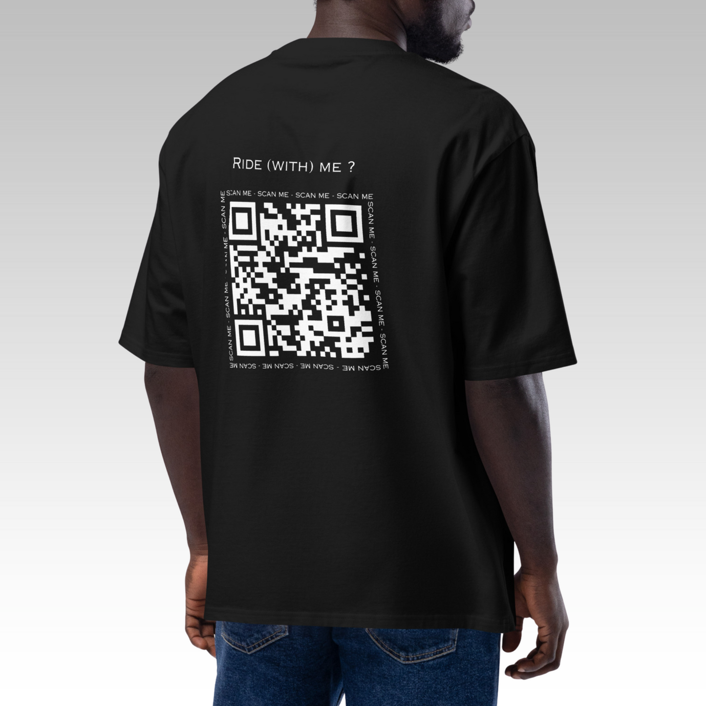 T-Shirt Oversize "Ride (with) Me?" Noir