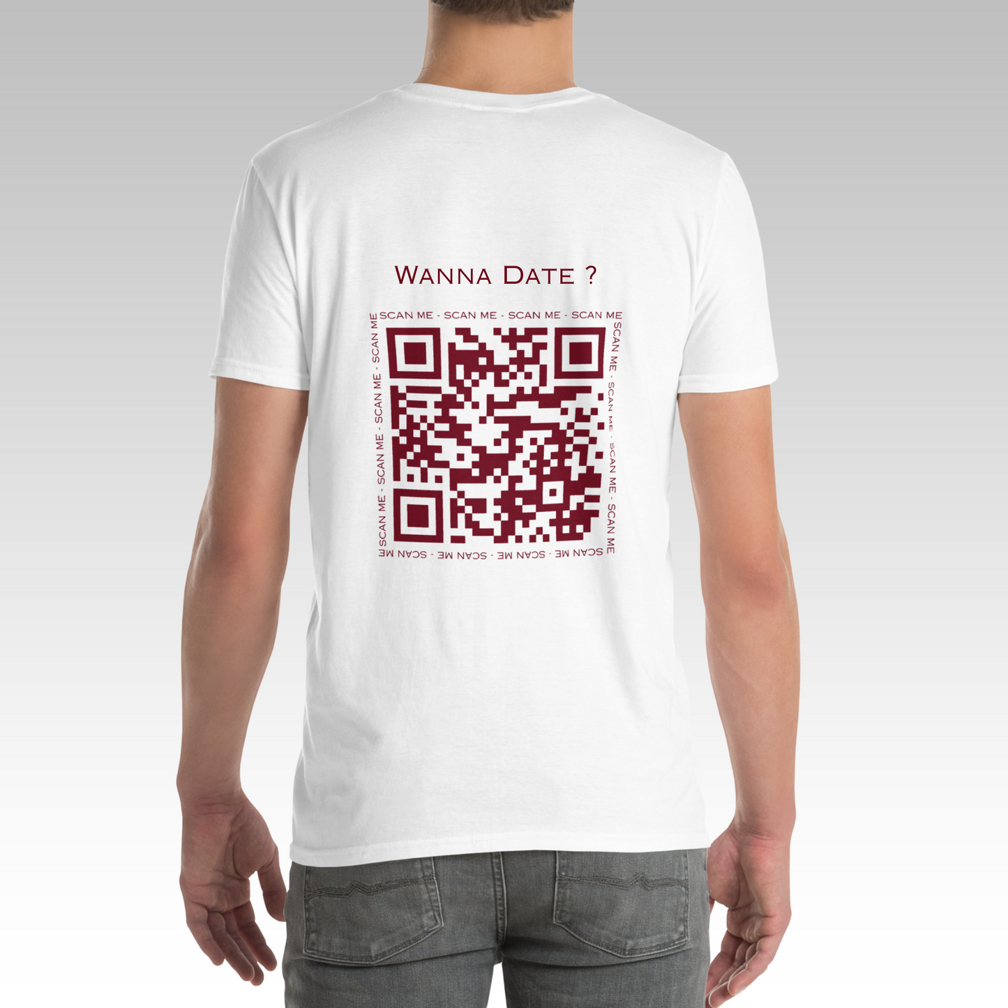 T-Shirt "Wanna Date ?" Blanc/Bordeaux