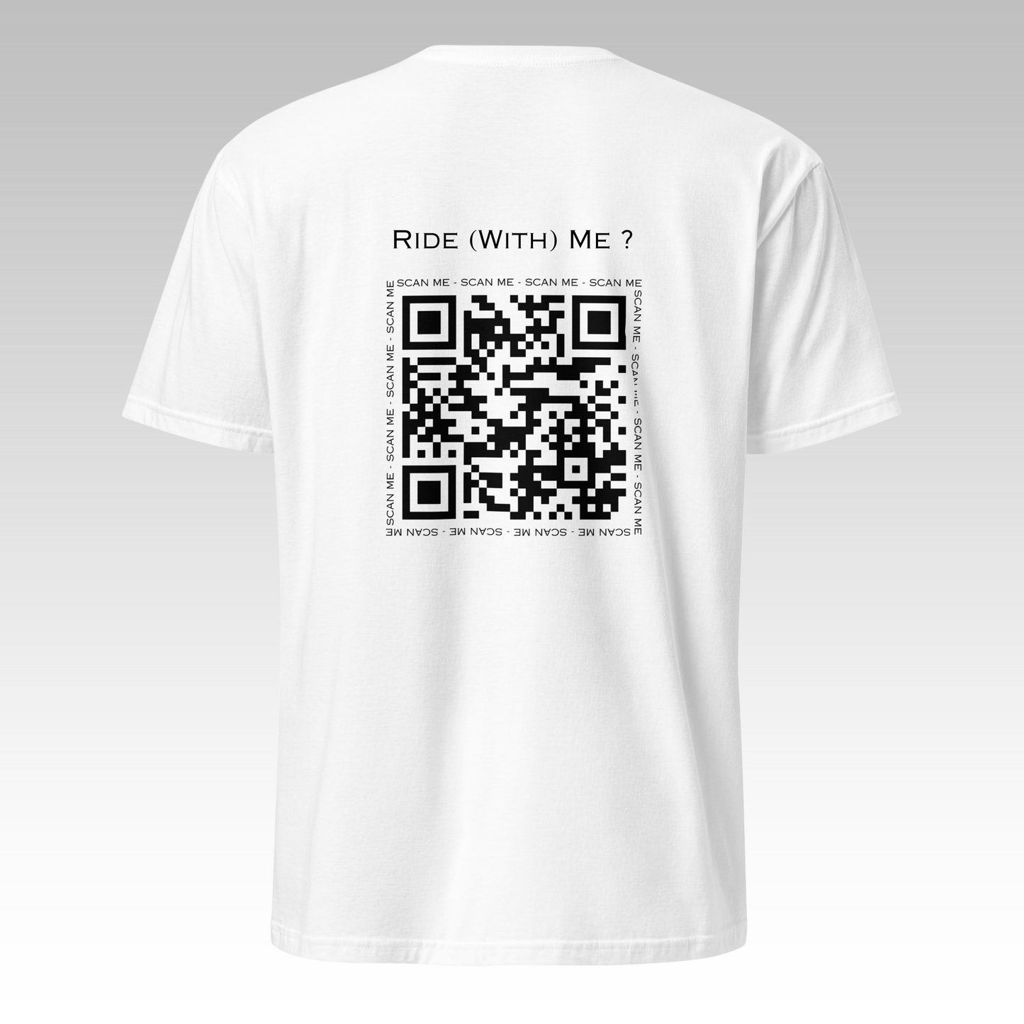 T-Shirt "Ride (with) Me?" Blanc/Noir