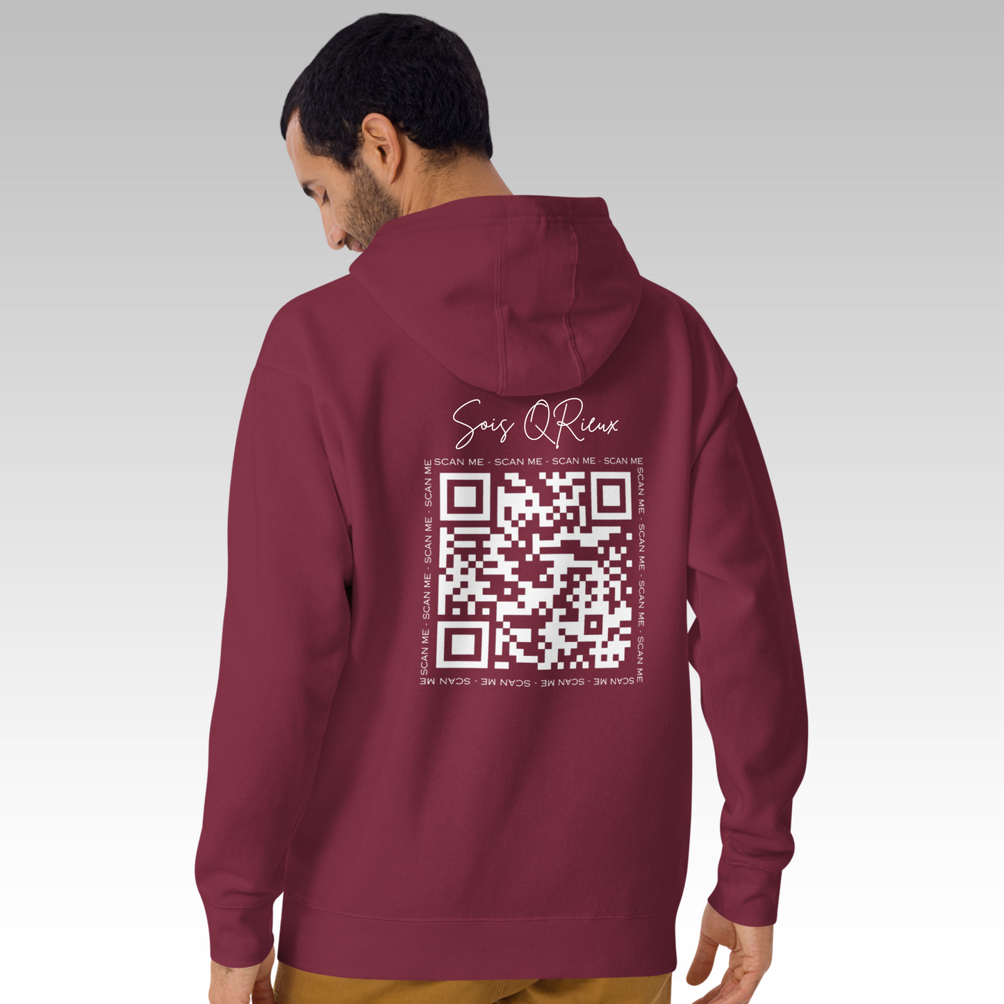 Sweat "Sois QRieux" Bordeaux