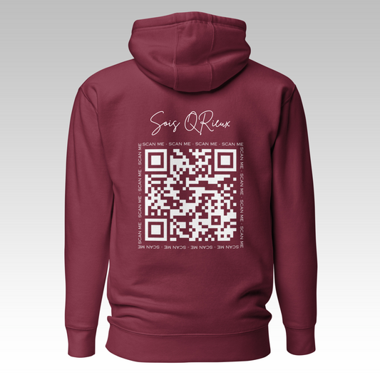 Sweat "Sois QRieux" Bordeaux