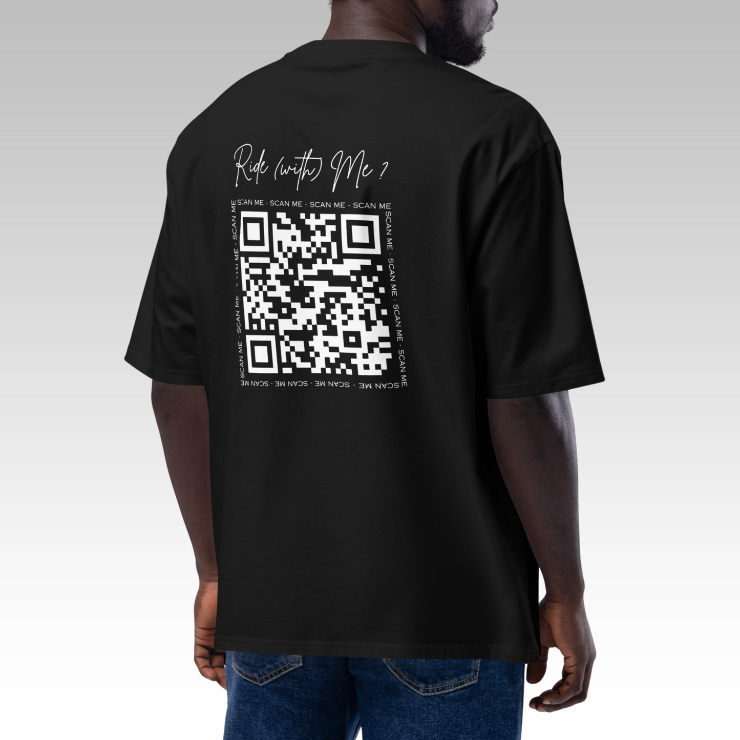 T-Shirt Oversize "Ride (with) Me?" Noir