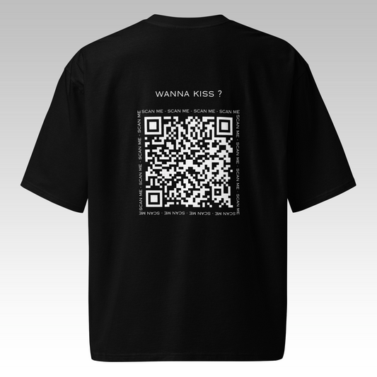T-Shirt Oversize "Wanna Kiss ?" Noir