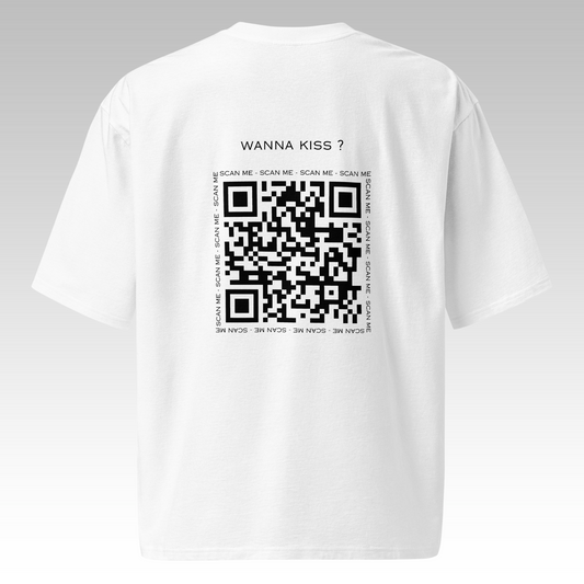 T-Shirt Oversize "Wanna Kiss ?" Blanc