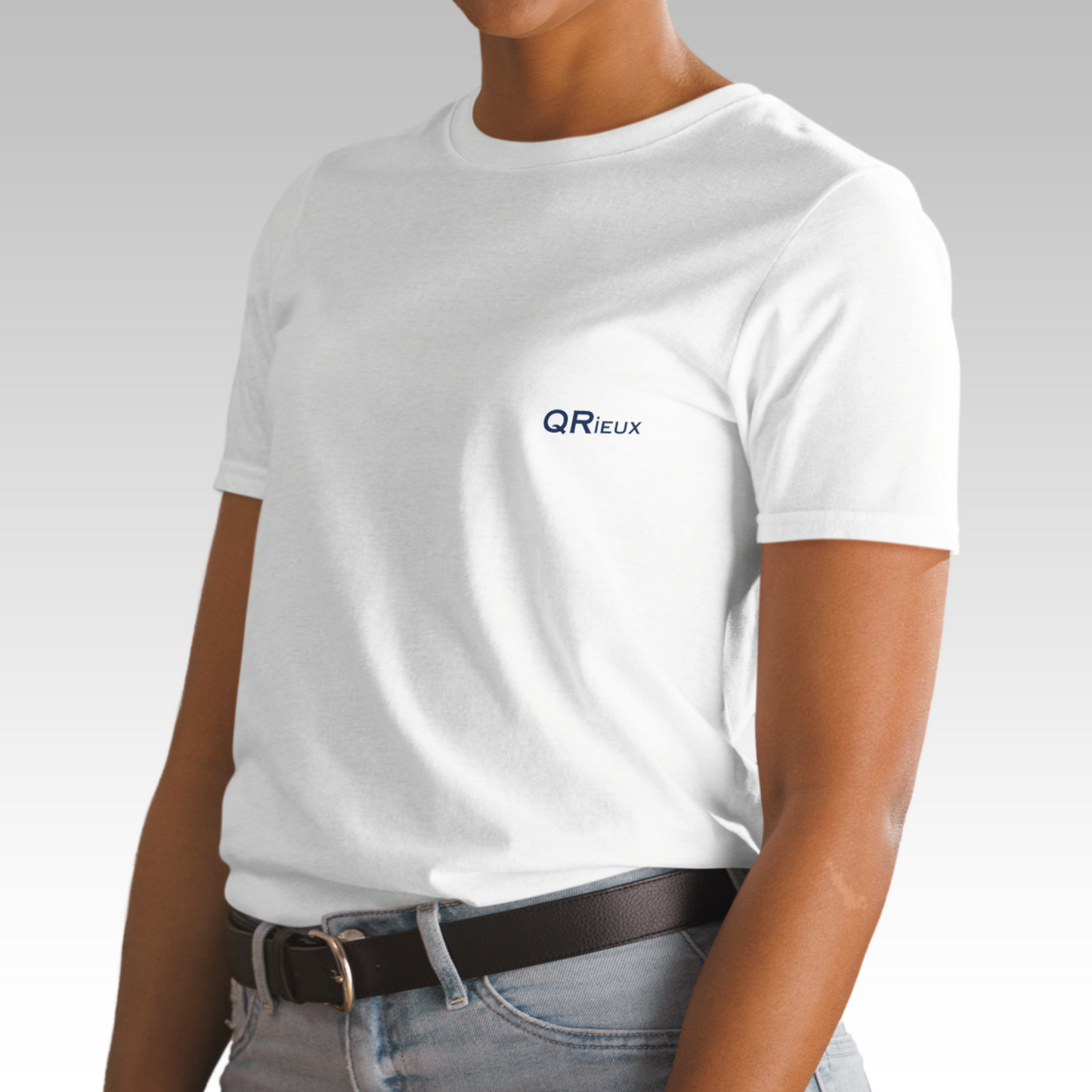 T-Shirt "Sois QRieux" Blanc/Bleu
